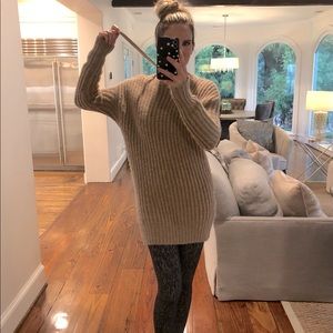 Humanoid Back Zip Long Camel Tan Brown Sweater